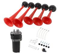 Lot de 5 trompettes musicales 125 dB - 12V - Avec compresseur - Pour voiture, camion, bateau, bus (Noir)