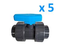 Lot de 5 Vannes à boisseau démontable Pvc pression à coller diam. 63