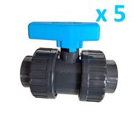 Lot de 5 Vannes à boisseau démontables Pvc pression à coller diam. 50