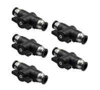 Lot de 5 vannes de contrôle des flux d'air pour tuyaux d'air - Raccord droit rapide à billes pneumatiques - Connecteur facile à installer