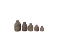 Lot de 5 vases en grès gris, à poser, intérieur/extérieur couvert - Chehoma, Grise - Ø22xH35 cm