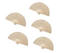 Lot de 5 ventilateurs en bois faits à la main pour les fans de mariage - Plie-cadeau et diffuseur de parfum pour les invités - Cadeau pour les invités