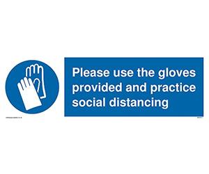 Lot de 5 - Veuillez utiliser les gants fournis et pratiquer la distanciation sociale avec les gants de protection