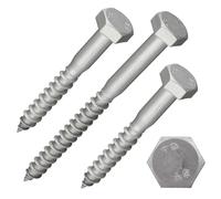 Lot de 5 vis à bois hexagonales conformes à la norme DIN 571 - Acier inoxydable A2/V2A - Vis à clé - Vis viennoise - Vis pour construction en bois - Filetage partiel (8 x 30 mm, 5 pièces)
