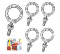 Lot de 5 vis à œil M10 en acier inoxydable 304 avec rondelles M10 x 30 Vis à œil avec œillet pour rouleau de fixation et de suspension