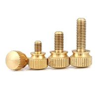 Lot de 5 vis à main double couche en laiton de couleur naturelle, M3 x 6 mm (biamètre tête 9,5 mm) pour montage de meubles, etc.