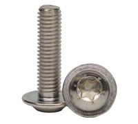 Lot de 5 vis à tête bombée M10 x 65 mm avec six pans creux TX et bride, en acier inoxydable VA A2 V2A, avec tête plate, ISO 7380 AGBERG