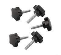 Lot de 5 vis de fixation à poignée en étoile avec boutons à tête en caoutchouc conçus pour un tournage et une utilisation confortables dans le travail du bois, l'automobile et les environnements