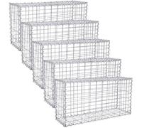 Lot de 5 x Gabions pierre 100 x 50 x 30 cm Base pour mur métallique Déco Jardin Clôture décorative SONGMICS