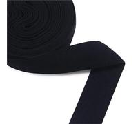 Lot de 5 yards (4,47 m) de ruban élastique uni de 20 mm (3/4") for pliage, en spandex, satin, dentelle, garniture de couture et accessoires de confection.(Black001)