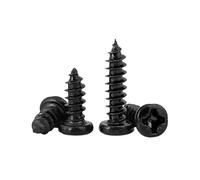 Lot de 50/100/200/500 vis autotaraudeuses M1 M1.2 M1.4 M1.7 M2 M2.6 M3 M3.5, Petite vis cruciforme, plate, cruciforme et tête ronde en acier noir (3,5 mm, M2 x 100 pièces)