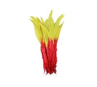 Lot de 50/100 ornements en plumes de poulet for costume de fête, décorations de jeu de rôle de 14 à 16 pouces(Yellow with red,100pieces)