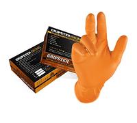 Lot de 50/25 paires de gants jetables en nitrile extra-résistants Gripster Skins - PPE Cat 3 Auto Commercial - Gants qualité supérieure, sans poudre par Gocableties, Orange, Large / Size 9