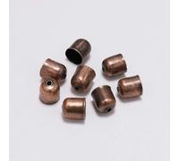 Lot de 50 à 100 embouts à sertir pour cordons en cuir, embouts pour perles, fermoirs de 4 à 12 mm, pour la fabrication de bijoux à faire soi-même, fournitures - Cuivre rouge - 7 x 8 mm - 100 pièces
