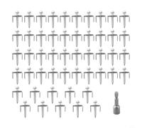 Lot de 50 agrafes de clôture en acier inoxydable 304 - Clous de fixation antirouille de 4,1 cm avec vis et adaptateur hexagonal - Convient pour le bois tendre, le fil tissé et les clôtures en treillis