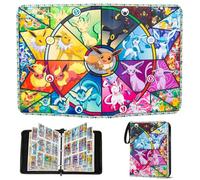 Lot de 50 albums de collection pour cartes Pokémon - 50 pages - Capacité : 900 cartes - Avec fermeture éclair - Portable - Étanche - En polyuréthane - Pour classeur - Cadeau pour enfants
