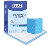 Lot de 50 alèses jetables pour incontinence, alèses de lit, protège-matelas, protection contre l'incontinence, draps de lit imperméables pour chaque personne | 60 x 60 cm