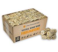 Lot de 50 allume-feux en laine de bois pour un allumage sûr, propre et sans odeur Parfait pour brûleurs à bois, barbecues, fours à pizza, etc.