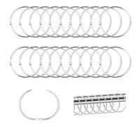 Lot de 50 Anneaux Accessoires Salle de Bain, Rideaux de Douche Extra Grands 50 mm, Métal Antirouille, Fenêtre, Argent