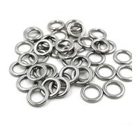 Lot de 50 anneaux de pêche en acier inoxydable sans soudure, finition antirouille et éblouissante, forte résistance aux nœuds pour connexion de matériel (4,8 x 7,6 mm)