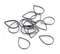 Lot de 50 anneaux en cuivre plaqué goutte, 20 x 15/22 x 30 mm, en métal, for la fabrication de bi-joux, breloques et accessoires(Gun Black,20x15mm)