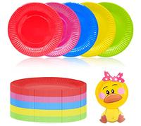 Lot de 50 Assiettes Carton Colorées DIY Assiettes Rondes en Papier Assiettes de Fête Assiettes en Papier Rondes Assiettes en Carton Assiettes en Carton Pour Fêtes et Célébrations Comme Anniversaire
