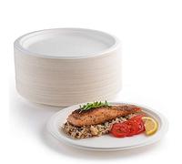 Lot de 50 assiettes en carton, 100 % biodégradables et compostables, respectueuses de l'environnement, durables, recyclables, parfaites pour les pique-niques, les barbecues (17,8 cm)