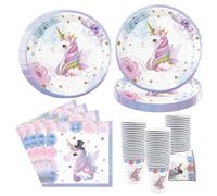 Lot de 50 assiettes en papier or rose diamant 22,4 cm - Gobelets en papier bling - Rose clair - Vaisselle pour fête de mariage (licorne A)