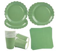 Lot de 50 assiettes en papier or rose diamant de 22,3 cm - Serviettes en papier bling - Décoration de table pour fêtes de mariage - Vert sauge