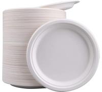 Lot de 50 assiettes jetables solides et biodégradables de 22,9 cm pour les aliments chauds et froids, super rigides et biodégradables pour les fêtes à la maison, les fêtes d'anniversaire