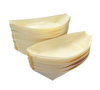 Lot De 50 Assiettes Plates En Bois En Forme De Bateau, Assiettes De Fête, Plateaux Alimentaires En Bois Pour Snacks, Sushis, Fruits, Etc.
