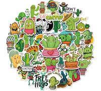 Lot de 50 autocollants cactus, plantes vertes mignons, pots autocollants pour ordinateur portable, bouteille d'eau, journal, ordinateur