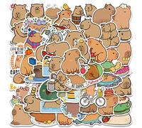 Lot de 50 autocollants Capybara pour enfants et adolescents, autocollants amusants animaux de la Guinée, vinyle imperméable dessin animé cochon d'Inde