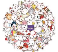 Lot de 50 autocollants Chubby Rabbit pour ordinateur portable (50 pièces),Cadeau pour enfants, adolescents, adultes, garçons, dessin animé Molang,Étanche,Pour bouteille d'eau, skateboard, voiture