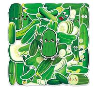 Lot de 50 autocollants concombres pour réfrigérateur, vélo, moto, téléphone, voiture, pare-chocs, skateboard, ordinateur portable, vinyle imperméable mignons, légumes, fruits, cadeau pour adultes et