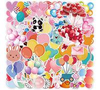 Lot de 50 autocollants de ballons pour enfants et adolescents, mariage, fête, vacances, décoration, autocollants en vinyle imperméables colorés pour anniversaire, fête, cadeau