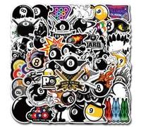 Lot de 50 autocollants de billard imperméables tendance de dessin animé pour bouteille d'eau, ordinateur portable, skateboard, bagages, téléphone portable, voiture, vélo, ordinateur, vinyle amusant