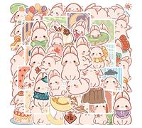 Lot de 50 Autocollants de Lapin de Dessin animé pour Ordinateur Portable, Autocollants en Vinyle Kawaii imperméables Auto-adhésifs pour Bouteille d'eau, Valise, étuis de téléphone Lapin 4-7 CM