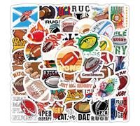 Lot de 50 autocollants de rugby imperméables et amusants pour ordinateur portable, bouteille d'eau, skateboard, voiture, scrapbooking, valise, vélo, bagages, guitare, casque, autocollants tendance