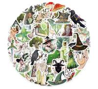 Lot de 50 autocollants de sorcière anime - Pour ordinateur portable, bouteille d'eau, valise, bagage, skateboard, casque, coque de protection, journal, graffiti en vinyle pour adultes et adolescents