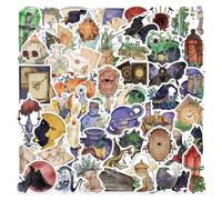 Lot de 50 autocollants de sorcière avec aquarelle | Autocollants imperméables en PVC pour scrapbooking, étui de téléphone, projets, symboles magiques, motifs vintage pour