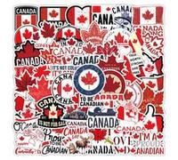 Lot de 50 autocollants du Canada - En vinyle - Motif drapeau du Canada amusant - Pour bouteille d'eau, ordinateur portable, skateboard, bagages, scrapbooking, téléphone portable, vélo, ordinateur