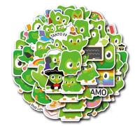 Lot de 50 autocollants Duolingo pour ordinateur portable, voiture, scrapbooking, téléphone, skateboard, valise, bagages, vélo, hibou, vinyle imperméable, esthétique, personnalisable, pour adolescents,