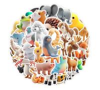 Lot de 50 autocollants en vinyle 3D motif animal dessin animé graffiti étanche décalcomanies créatives pour ordinateur portable, bouteille d'eau, valise, skateboard, journal pour enfants