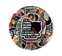 Lot de 50 autocollants en vinyle à thème mélanine imperméables pour ordinateur portable, bouteille d'eau, valise, skateboard, journal, célébration de la culture noire et de l'autonomisation