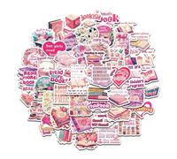 Lot de 50 autocollants en vinyle avec citation de livre rose, esthétique, motivation, imperméable, pour ordinateur portable, bouteille d'eau, valise, adolescentes et filles