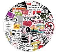 Lot de 50 autocollants en vinyle avec citations amusantes sur le divorce pour bouteilles d'eau, ordinateurs portables, étuis de téléphone, valises, voitures, journaux, cadeaux de fête et loisirs