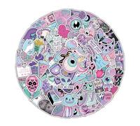 Lot de 50 autocollants en vinyle effrayants, mignons, cyber-esthétiques, bizarres et tendance violets, imperméables pour ordinateur portable, bouteille d'eau, journal, adolescents et adultes