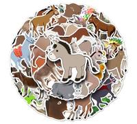Lot de 50 autocollants en vinyle imperméable motif âne pour garçons, filles, enfants, adolescents, pour téléphone, ordinateur portable, bouteille, bagages, scrapbooking, tasse, vélo, voiture, carnet
