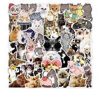 Lot de 50 autocollants en vinyle imperméable pour ordinateur portable, skateboard, bouteilles d'eau, ordinateur, téléphone, guitare, chat pour enfants et adultes